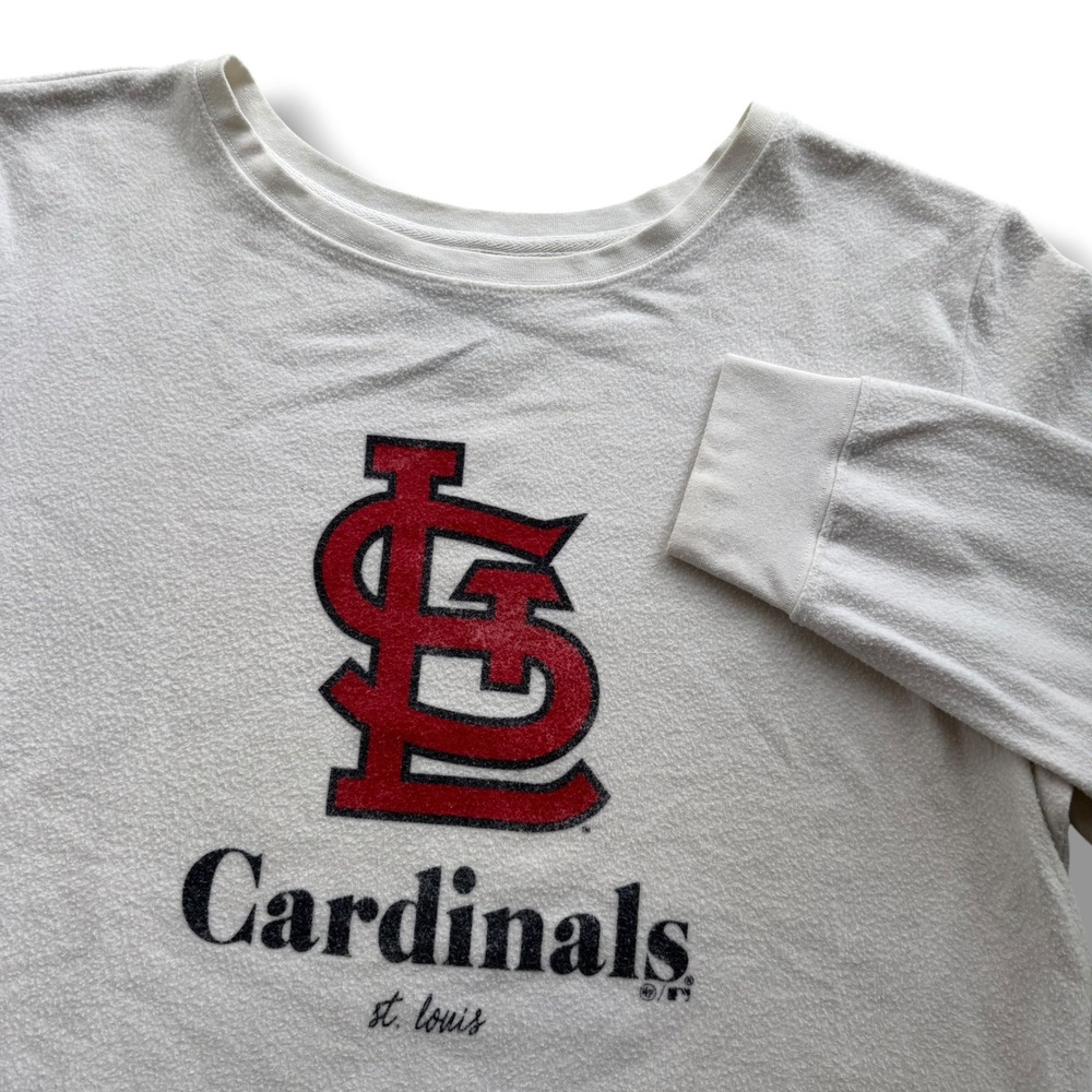 47 Women XL Cream St. Louis Cardinals MLB Long Sleeve Crewneck Sweatshirt Sporty